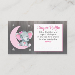 Baby Elefant blöja lotteri biljett Moon Star Rosa Tilläggskort