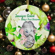 Baby Elefant Botanisk Anpassad Foto 1:a julen