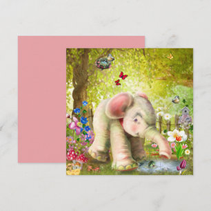 Baby Elefant Fantasi Platt Kort