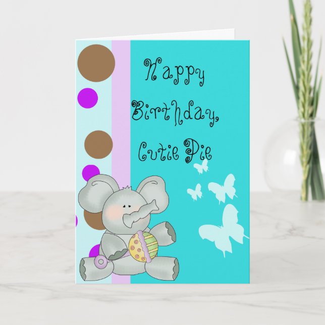 Baby Elefant Födelsedag Kort (Framsida)