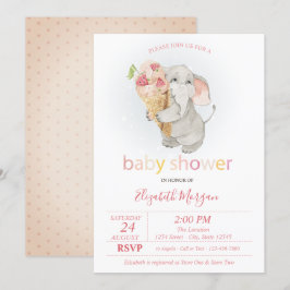 Baby Elefant Glasskott Polka Prickar Barnkalas Inbjudningar