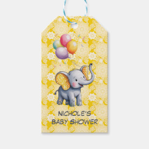 Baby Elefant Gula Prickiga Öron Baby Shower Presentetikett