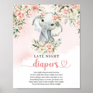 Baby elefant  guld Late Nght Diaper match Poster