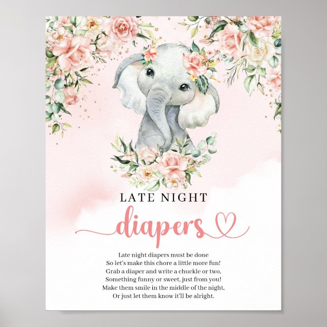 Baby elefant  guld Late Nght Diaper match Poster (Framsidan)