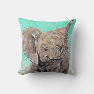 Baby Elefant Målning Kudde