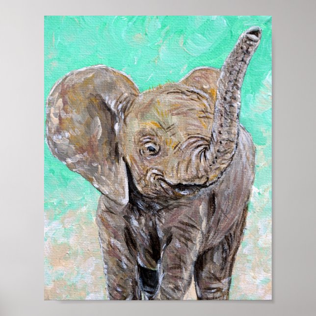 Baby Elefant-målning Poster (Framsidan)