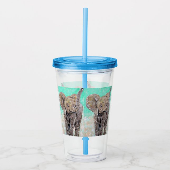 Baby Elefant målning Take Away Mugg (Framsida)