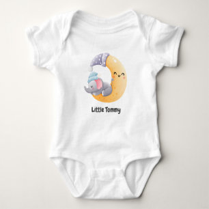 Baby Elefant Måne Moln Söt Personlig T Shirt
