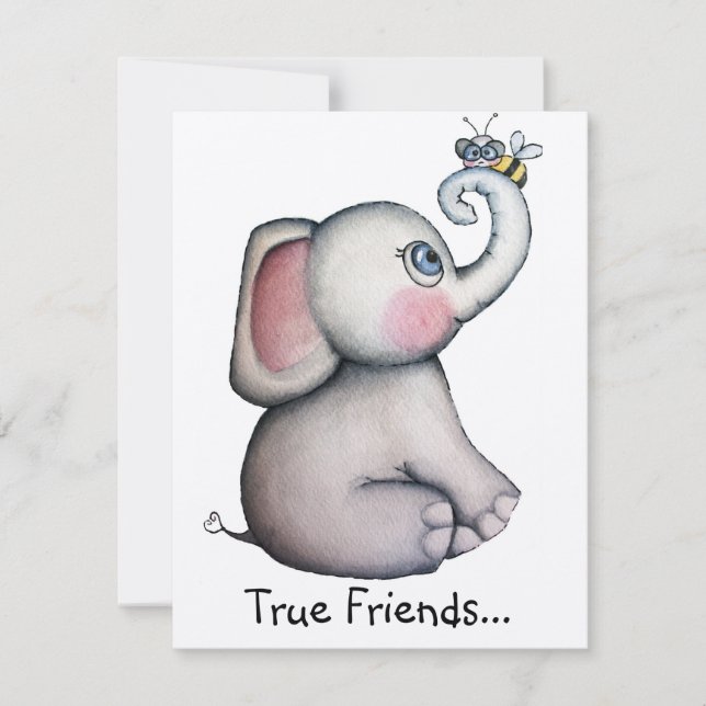 Baby Elefant med biinbjudan Inbjudningar (Framsida)