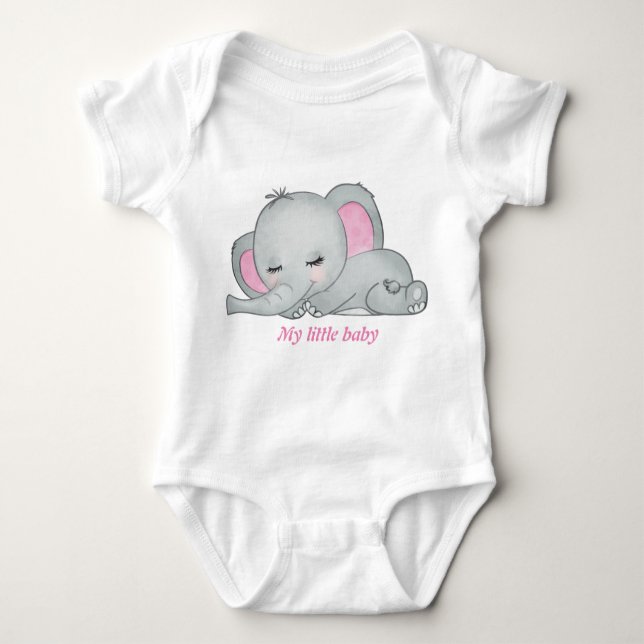 Baby elefant med bodykostymen rosa öron baby t shirt (Framsida)