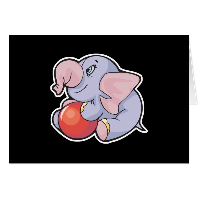 baby elefant med boll hälsningskort (Framsidan Horizontal)