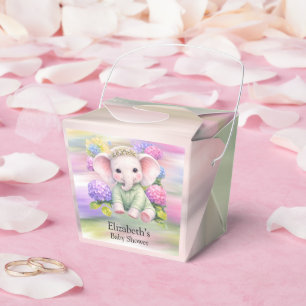 Baby Elefant med Hydrangeor Baby Shower Förmån Presentaskar