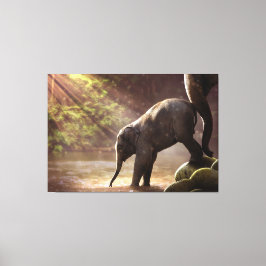 Baby elefant med Mor Canvastryck