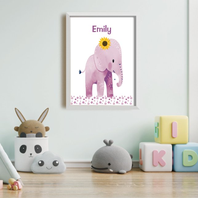 Baby elefant med Namn Nursery Poster (Skapare uppladdad)