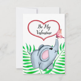 Baby elefant- och fjärilshuvudets Valentinkort OSA Kort