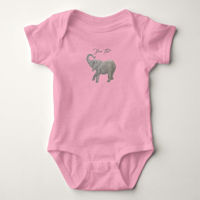 Baby elefant rosa bodysuit t shirt (Framsida)