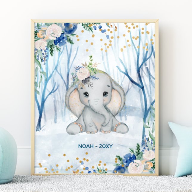 Baby Elefant Vinterscen - Barnkammare Poster (Skapare uppladdad)