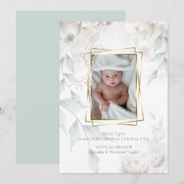 Baby | Elegant Alabaster White Peonies Inbjudningar