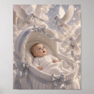 Baby - eleganta duvor dekorerar vagga poster