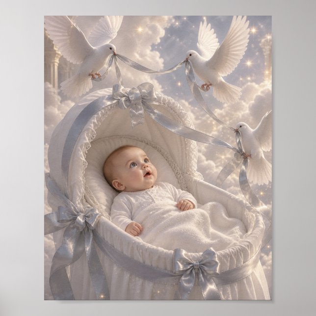 Baby - eleganta duvor dekorerar vagga poster (Framsidan)