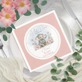 Baby Elephant A Little Peanut Girl Blommigt Shower Pappersservett