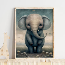 Baby Elephant African Animal | Skriv ut på elfenbe