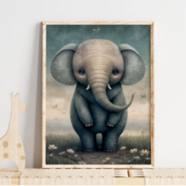 Baby Elephant African Animal | Skriv ut på elfenbe Poster