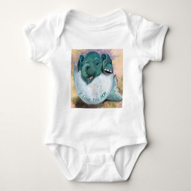 Baby Elephant Baby Bodydräkt - jag Kärlek er Mamma T Shirt (Framsida)