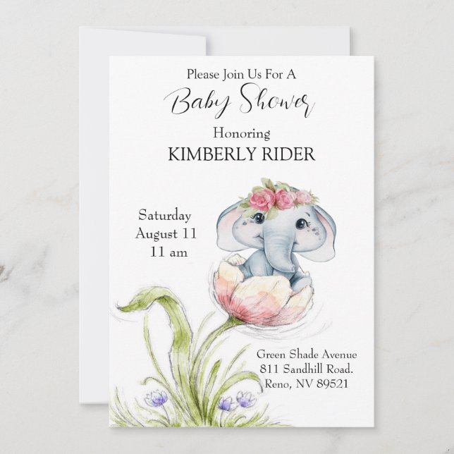 Baby Elephant Baby Shower Inbjudningar (Framsida)