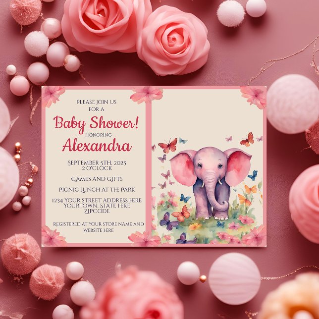 Baby Elephant Baby Shower Inbjudningar (Skapare uppladdad)