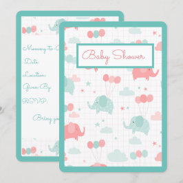 Baby Elephant Baby Shower Inbjudningar