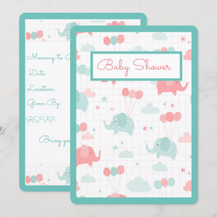 Baby Elephant Baby Shower Inbjudningar