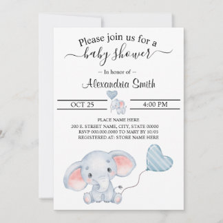 Baby Elephant Baby Shower Inbjudningar