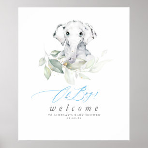 Baby Elephant Baby Shower Oh Boy Välkommen Poster