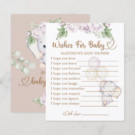 Baby Elephant Baby Shower Önskemål för Baby-kort