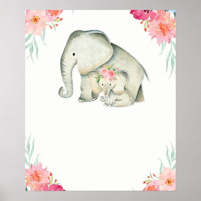 Baby Elephant Baby Shower Poster (Framsidan)