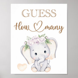 Baby Elephant Baby Shower vet hur många barn Poster