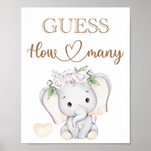 Baby Elephant Baby Shower vet hur många barn Poster