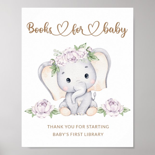 Baby elephant babydusch bokar för baby poster (Framsidan)