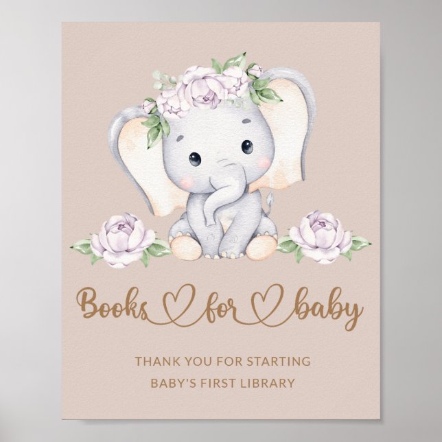 Baby elephant babydusch bokar för baby poster (Framsidan)