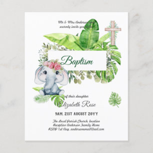 Baby Elephant BAPTISM Bautizo Bautismo Invtiations Flygblad