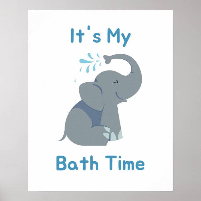 Baby Elephant Bath Time Poster (Framsidan)