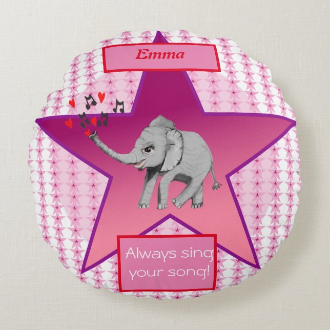 Baby Elephant Big Dream Baby Rund Kudde (Framsidan)