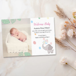 Baby Elephant Birth Notification Inbjudningar
