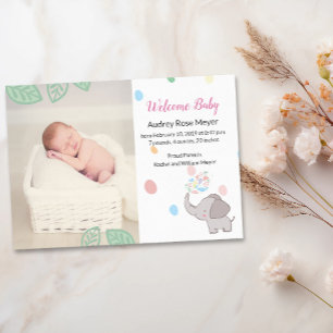 Baby Elephant Birth Notification Inbjudningar
