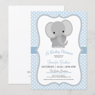 Baby Elephant (blå) babyskor Inbjudningar