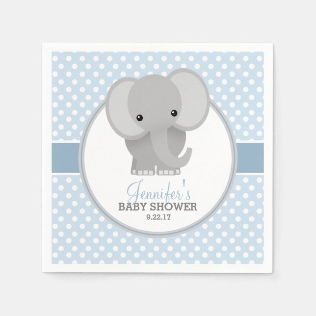 Baby Elephant (blå) babyskor Pappersservett (Framsidan)