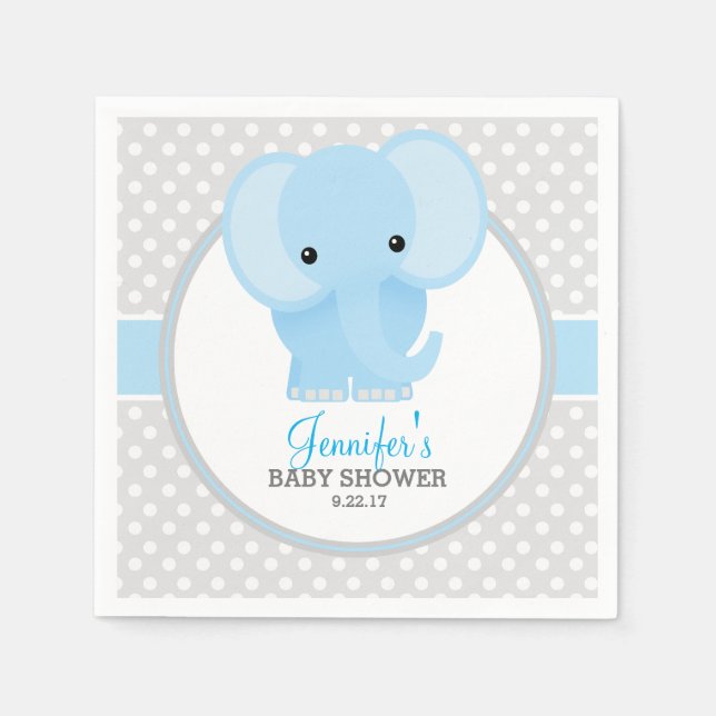 Baby Elephant (blå) babyskor Pappersservett (Framsidan)