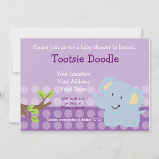 Baby Elephant Blue Boy Shower Sprinkle Inbjudningar