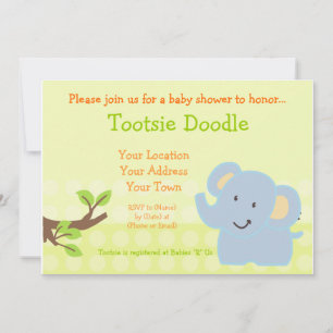 Baby Elephant Blue Boy Shower Sprinkle Inbjudningar